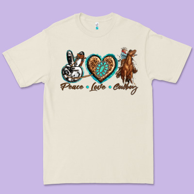 Premium Tee peace love cowboy