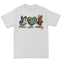 Dove Grey peace love cowboy Premium Tee - texasbilliewilder