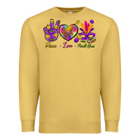 Antique Gold Peace Love Mardi Gras Premium Sweatshirt - BundleAndBundleShop