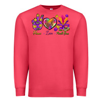 Cardinal Peace Love Mardi Gras Premium Sweatshirt - BundleAndBundleShop