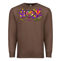 Chestnut Peace Love Mardi Gras Premium Sweatshirt - BundleAndBundleShop