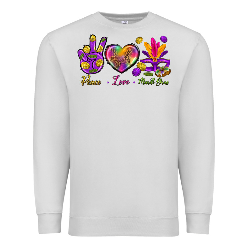 Peace Love Mardi Gras Premium Sweatshirt by BundleAndBundleShop | Teevron