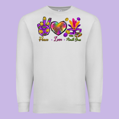 Peace Love Mardi Gras Premium Sweatshirt Designed By Bundleandbundleshop