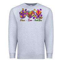 Heather Grey Peace Love Mardi Gras Premium Sweatshirt - BundleAndBundleShop