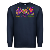 Navy Peace Love Mardi Gras Premium Sweatshirt - BundleAndBundleShop