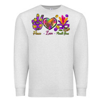 Oatmeal Heather Peace Love Mardi Gras Premium Sweatshirt - BundleAndBundleShop