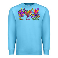 Ocean Blue Peace Love Mardi Gras Premium Sweatshirt - BundleAndBundleShop