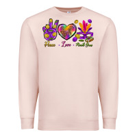 Pale Pink Peace Love Mardi Gras Premium Sweatshirt - BundleAndBundleShop