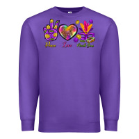 Purple Peace Love Mardi Gras Premium Sweatshirt - BundleAndBundleShop