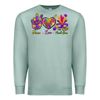 Seafoam Peace Love Mardi Gras Premium Sweatshirt - BundleAndBundleShop