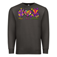 Smoke Peace Love Mardi Gras Premium Sweatshirt - BundleAndBundleShop