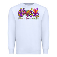 White Peace Love Mardi Gras Premium Sweatshirt - BundleAndBundleShop