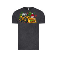 Vintage Black christmas bulldozer snowman Vintage Tee - JahusDesignShop