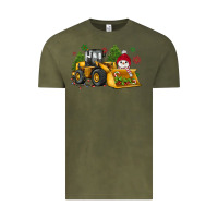 Vintage Olive christmas bulldozer snowman Vintage Tee - JahusDesignShop