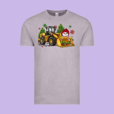 Christmas Bulldozer Snowman Vintage Tee Designed By Jahusdesignshop