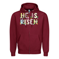 Burgundy he is risen Zipper Hoodie - MaliasSmallBusiness
