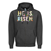 Charcoal Heather he is risen Zipper Hoodie - MaliasSmallBusiness