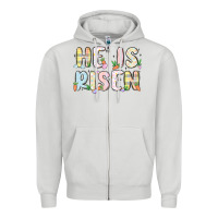 Dove Grey he is risen Zipper Hoodie - MaliasSmallBusiness
