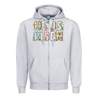 Heather Grey he is risen Zipper Hoodie - MaliasSmallBusiness