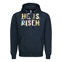 Navy he is risen Zipper Hoodie - MaliasSmallBusiness