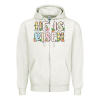 Oatmeal Heather he is risen Zipper Hoodie - MaliasSmallBusiness