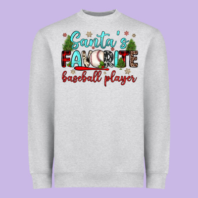 Santa S Favorite Baseball Player Heavyweight Sweatshirt Designed By Jahusdesignshop