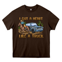 Chocolate Brown i got a heart like a truck Heavy Core Tee - MaliasSmallBusiness