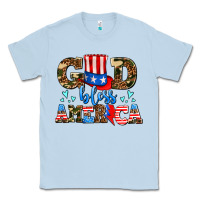Dusty Blue god bless america Classic Tee - AdoDesignShop