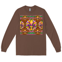 Chestnut mardi gras sunflowers fleur, de lis glitter leopard background Long Sleeve Tee - Artiststas