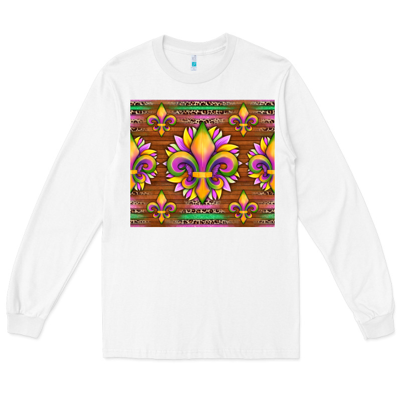 Mardi Gras Sunflowers Fleur, De Lis Glitter Leopard Background Long Sleeve Tee by Artiststas | Teevron