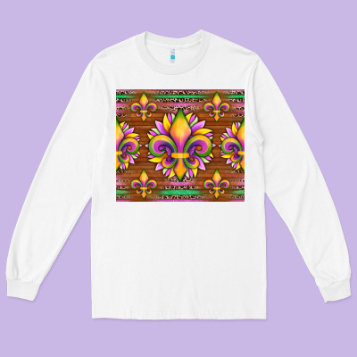 Mardi Gras Sunflowers Fleur, De Lis Glitter Leopard Background Long Sleeve Tee Designed By Artiststas