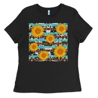 Black sunflower western seamless revize Ladies Tee - AdoDesignShop
