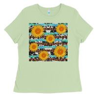 Matcha sunflower western seamless revize Ladies Tee - AdoDesignShop