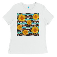 White sunflower western seamless revize Ladies Tee - AdoDesignShop