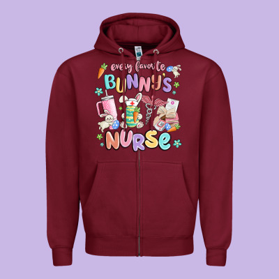 Every Favorite Bunnys Nurse Zipper Hoodie Designed By Maliassmallbusiness