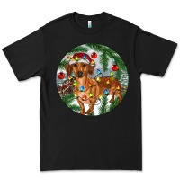 Black Dachshund Christmas Tree Premium Tee - RanaPortraitStore