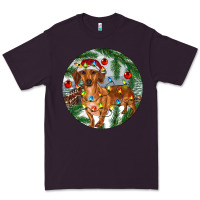 Plum Dachshund Christmas Tree Premium Tee - RanaPortraitStore