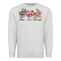 Dove Grey Peace Love Nail Hustler Premium Sweatshirt - BundleAndBundleShop