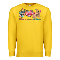 Lemon Peace Love Nail Hustler Premium Sweatshirt - BundleAndBundleShop