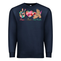 Navy Peace Love Nail Hustler Premium Sweatshirt - BundleAndBundleShop