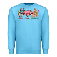 Ocean Blue Peace Love Nail Hustler Premium Sweatshirt - BundleAndBundleShop