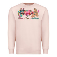 Pale Pink Peace Love Nail Hustler Premium Sweatshirt - BundleAndBundleShop