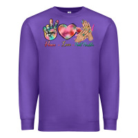 Purple Peace Love Nail Hustler Premium Sweatshirt - BundleAndBundleShop
