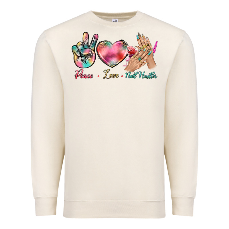 Peace Love Nail Hustler Premium Sweatshirt by BundleAndBundleShop | Teevron