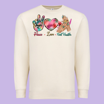 Peace Love Nail Hustler Premium Sweatshirt Designed By Bundleandbundleshop