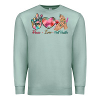 Seafoam Peace Love Nail Hustler Premium Sweatshirt - BundleAndBundleShop