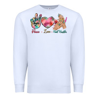 White Peace Love Nail Hustler Premium Sweatshirt - BundleAndBundleShop