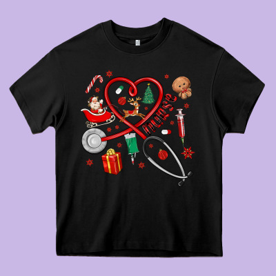 Christmas Nurse Heavy Core Tee Designed By Maliassmallbusiness