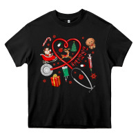 Black christmas nurse Heavy Core Tee - MaliasSmallBusiness