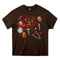 Chocolate Brown christmas nurse Heavy Core Tee - MaliasSmallBusiness